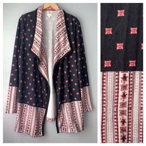 One September Womens Medium Duster Cardigan Drape Waterfall Sweater Festival